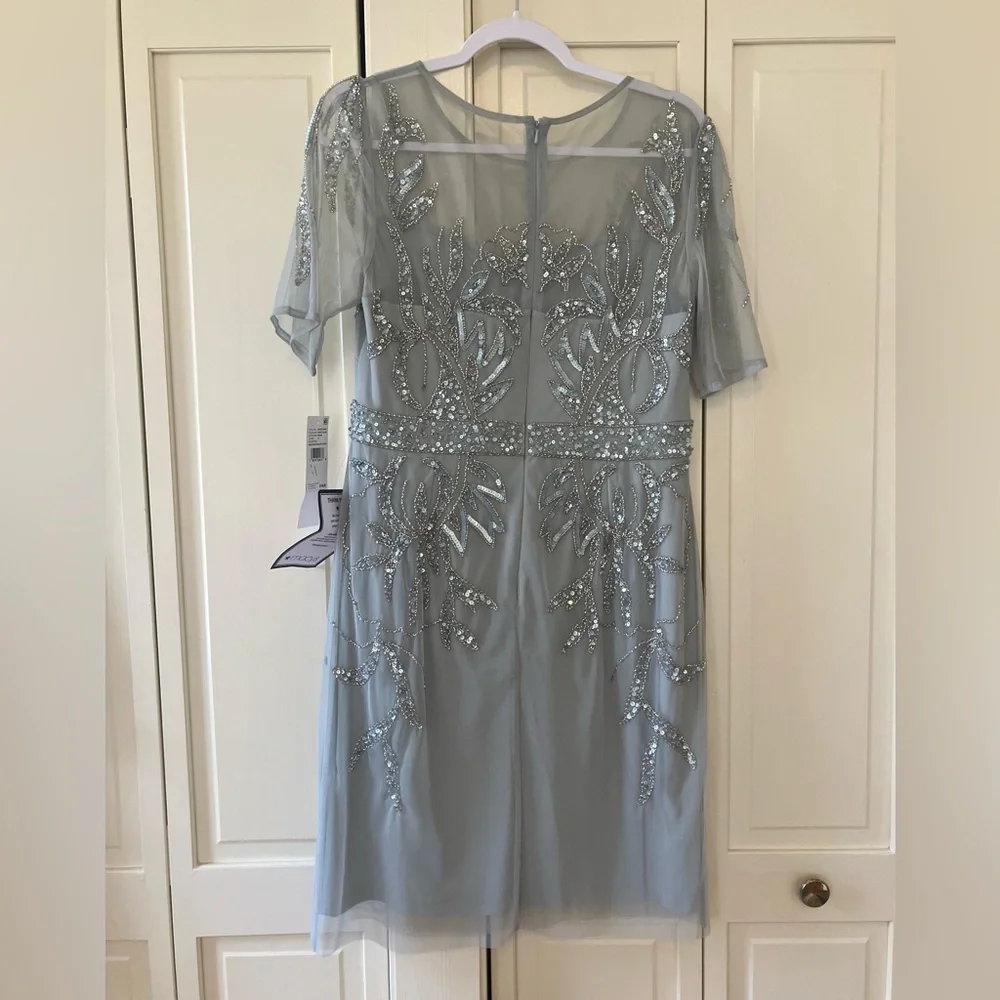 Adrianna Papell Frosted Sage Embellished Dress - Picture 7 of 8